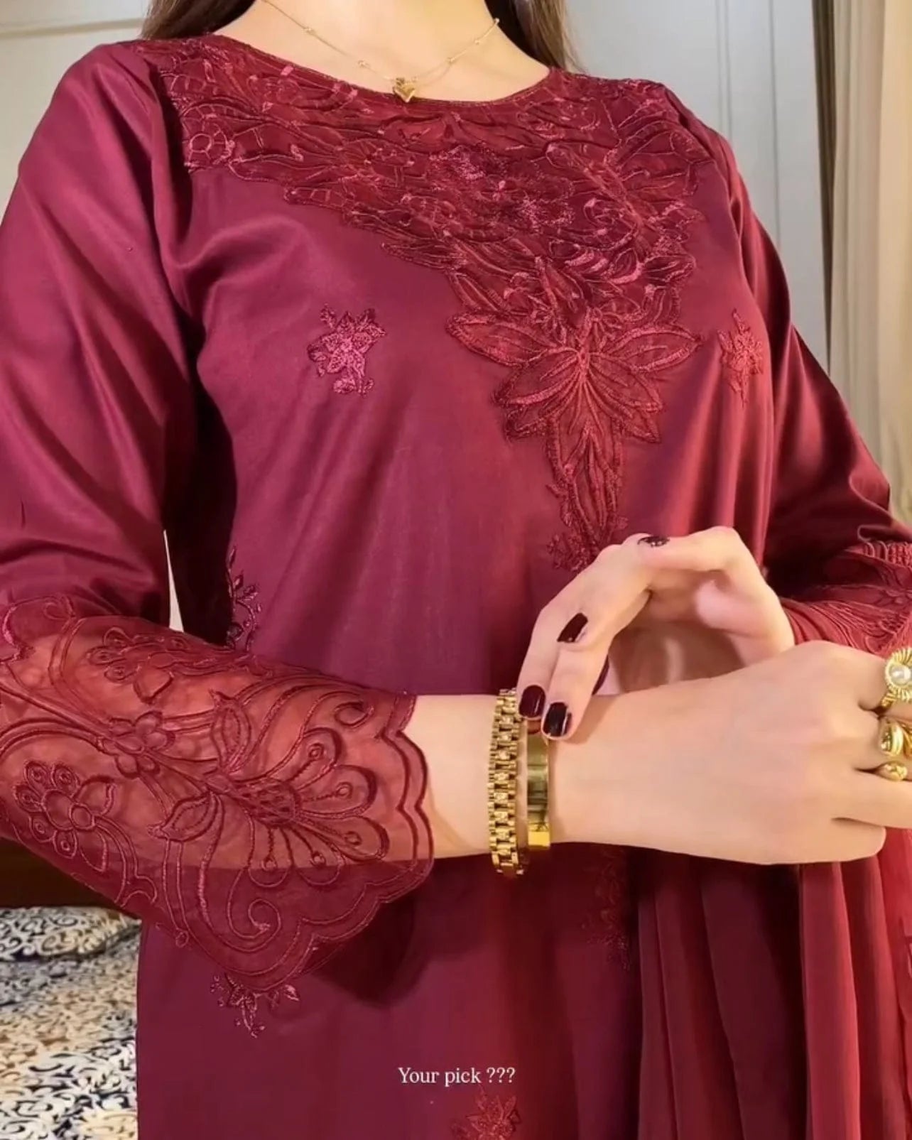 Ruby Dusk Festive Embroidered 3 Piece Stitched