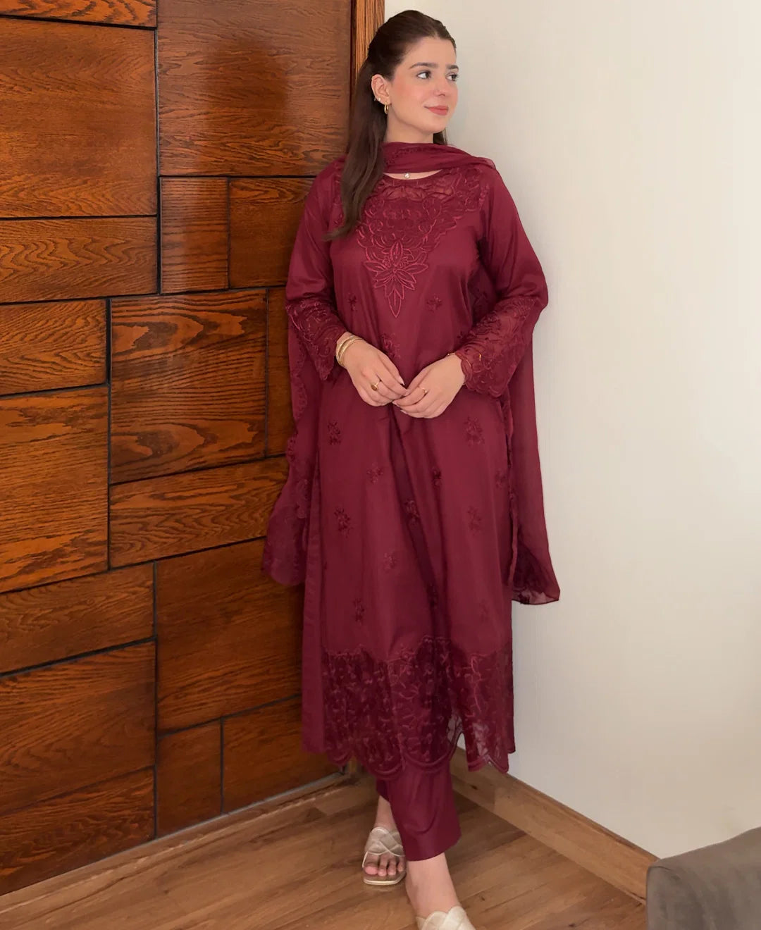 Ruby Dusk Festive Embroidered 3 Piece Stitched
