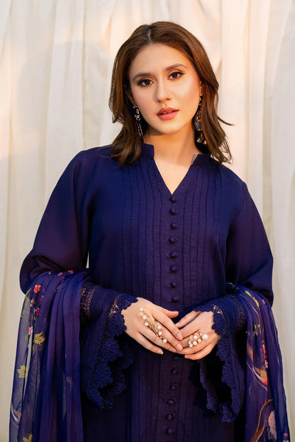 Navy Bloom Festive 3 Piece Stitched