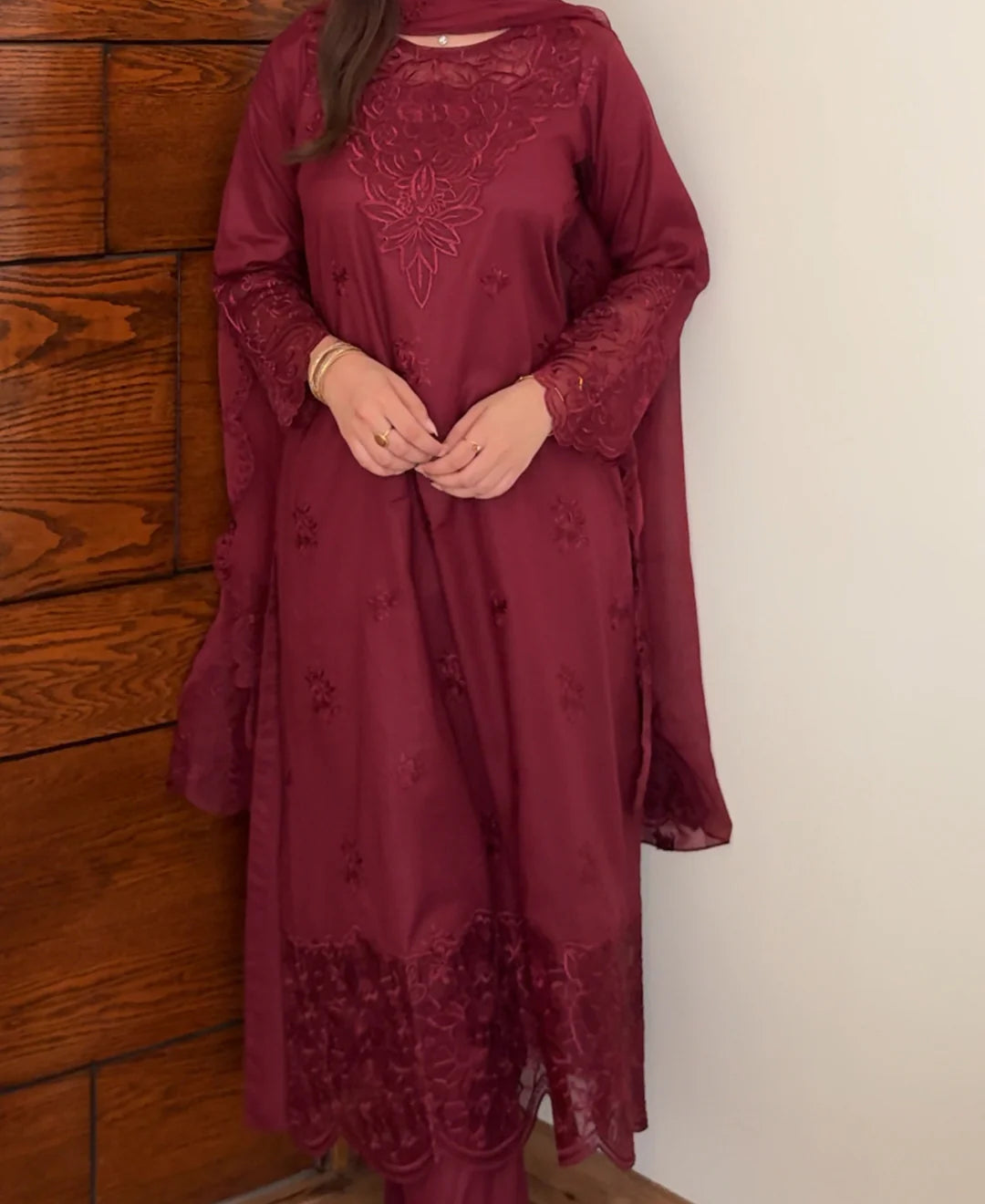 Ruby Dusk Festive Embroidered 3 Piece Stitched