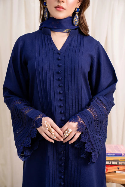 Navy Bloom Festive 3 Piece Stitched