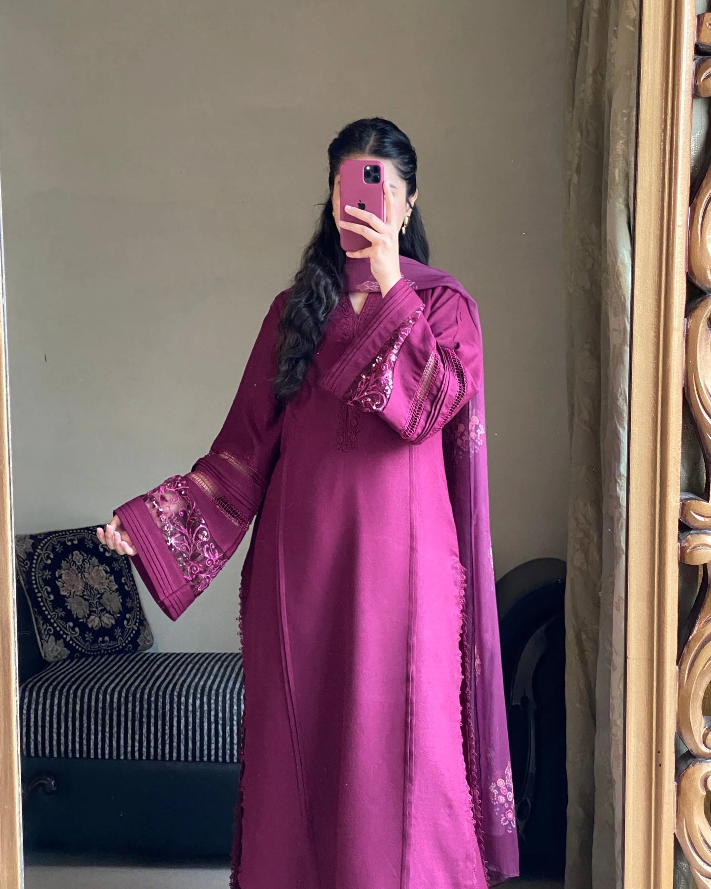 Berry Dusk Festive 3 Piece Stitched