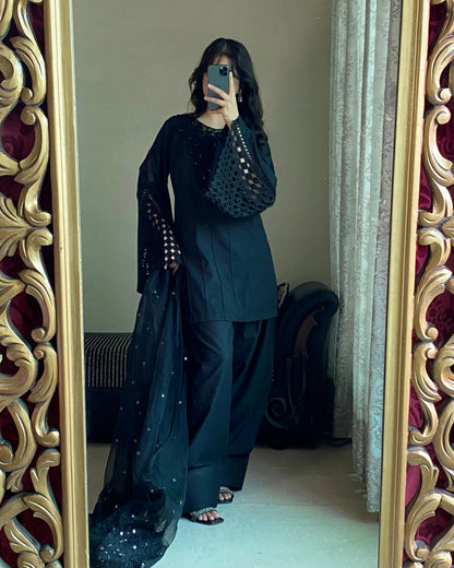 Noir Bloom Festive 3 Piece Stitched