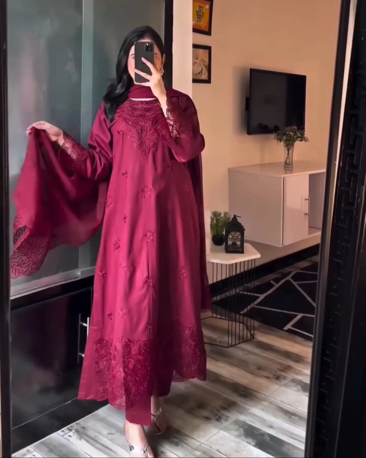 Ruby Dusk Festive Embroidered 3 Piece Stitched