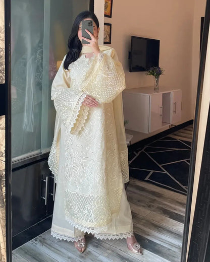 White Pearl Festive Embroidered 3 Piece Stitched