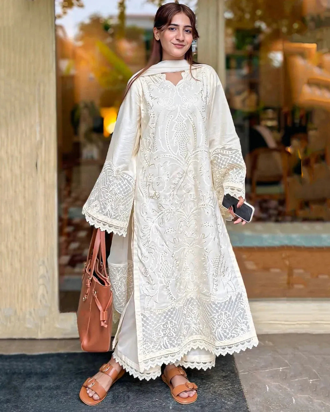 White Pearl Festive Embroidered 3 Piece Stitched