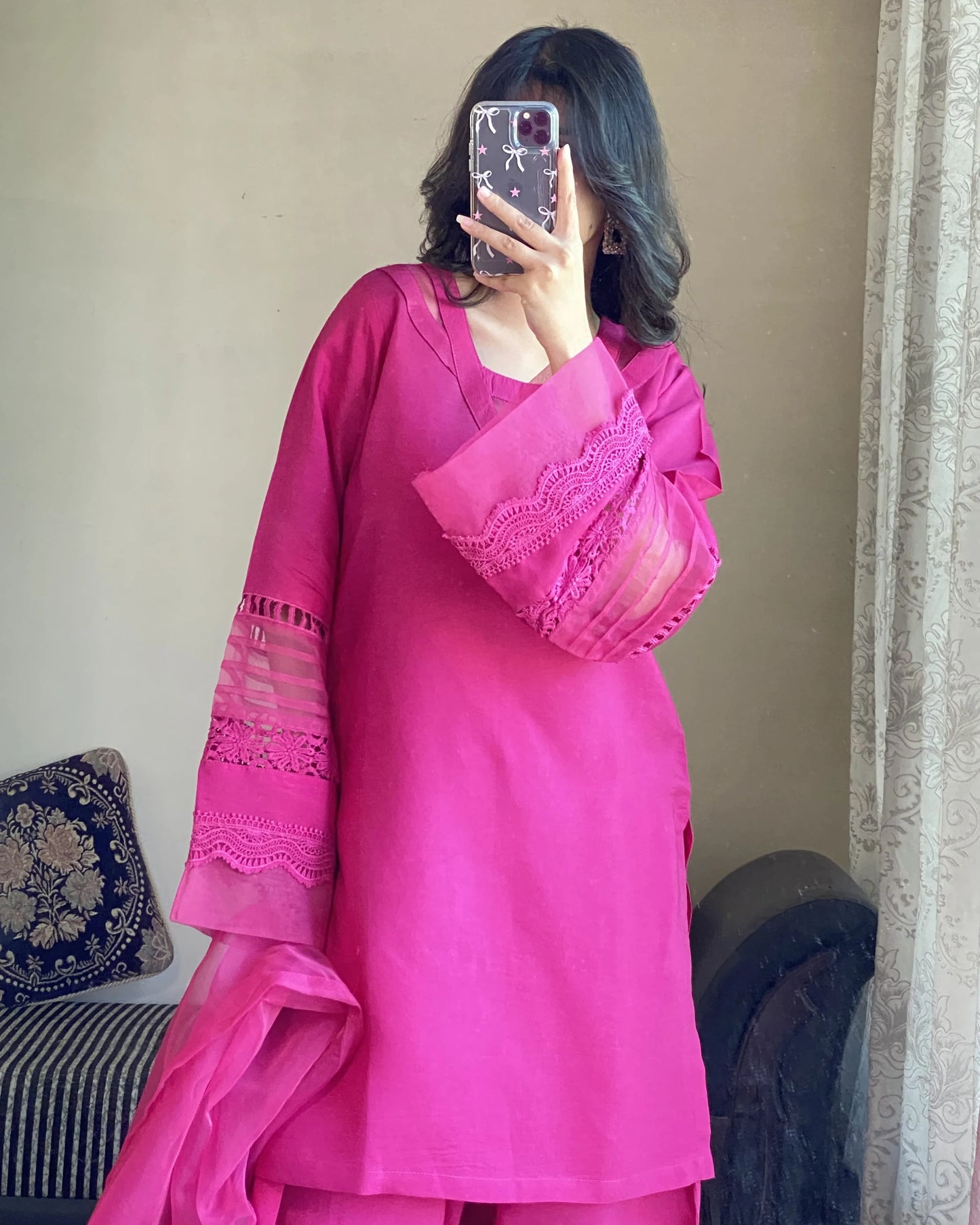 Pink Bloom Festive 3 Piece Stitched