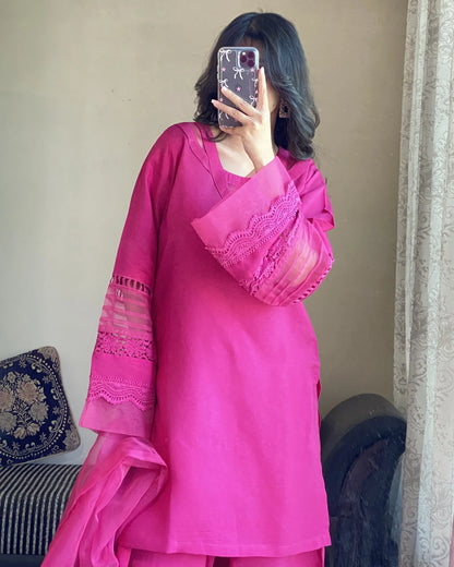 Pink Bloom Festive 3 Piece Stitched