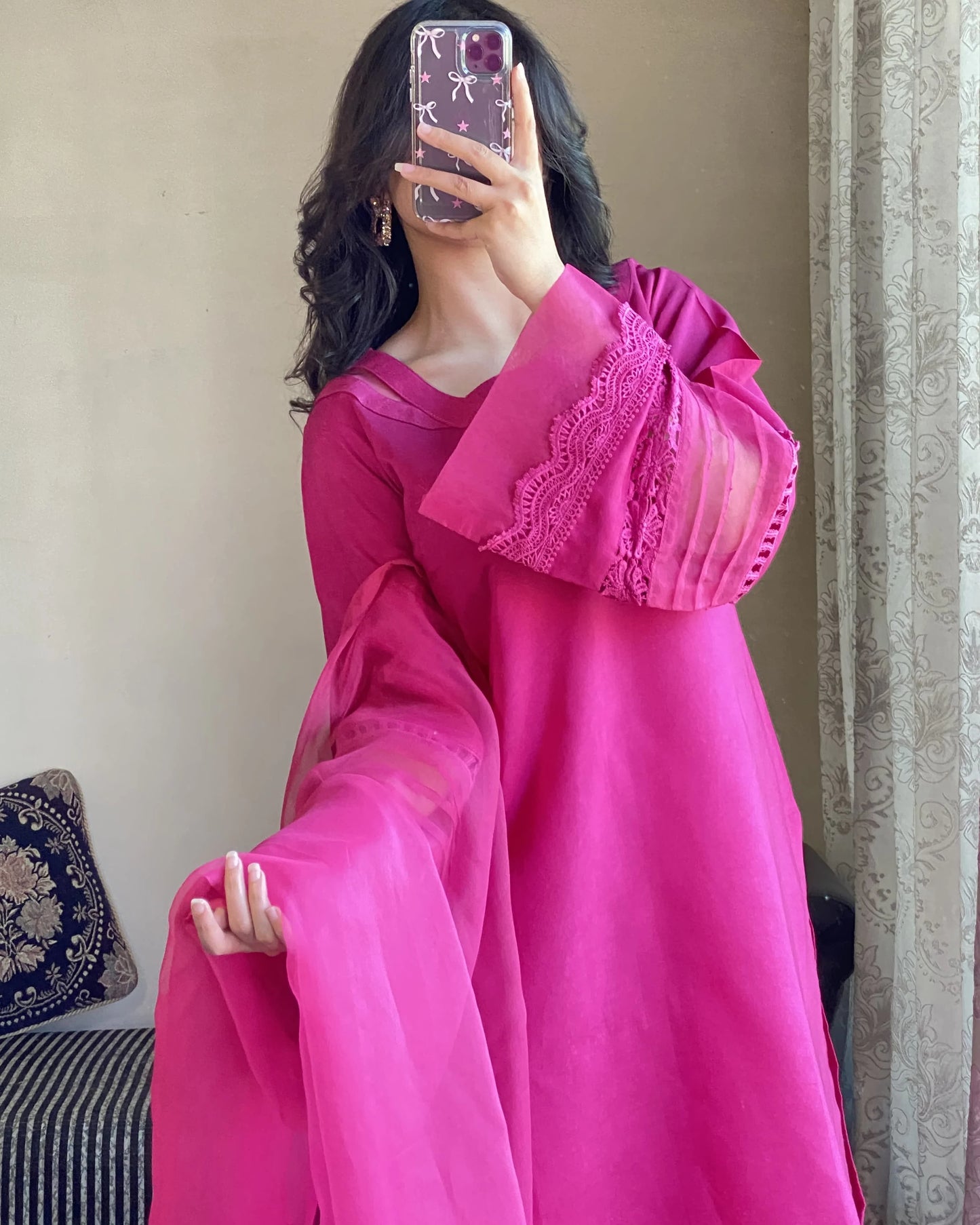 Pink Bloom Festive 3 Piece Stitched