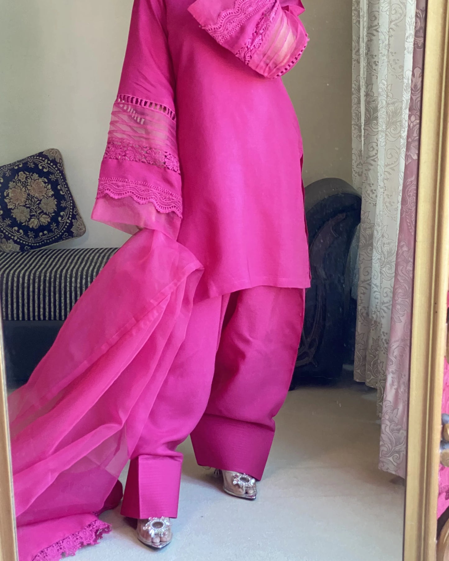 Pink Bloom Festive 3 Piece Stitched