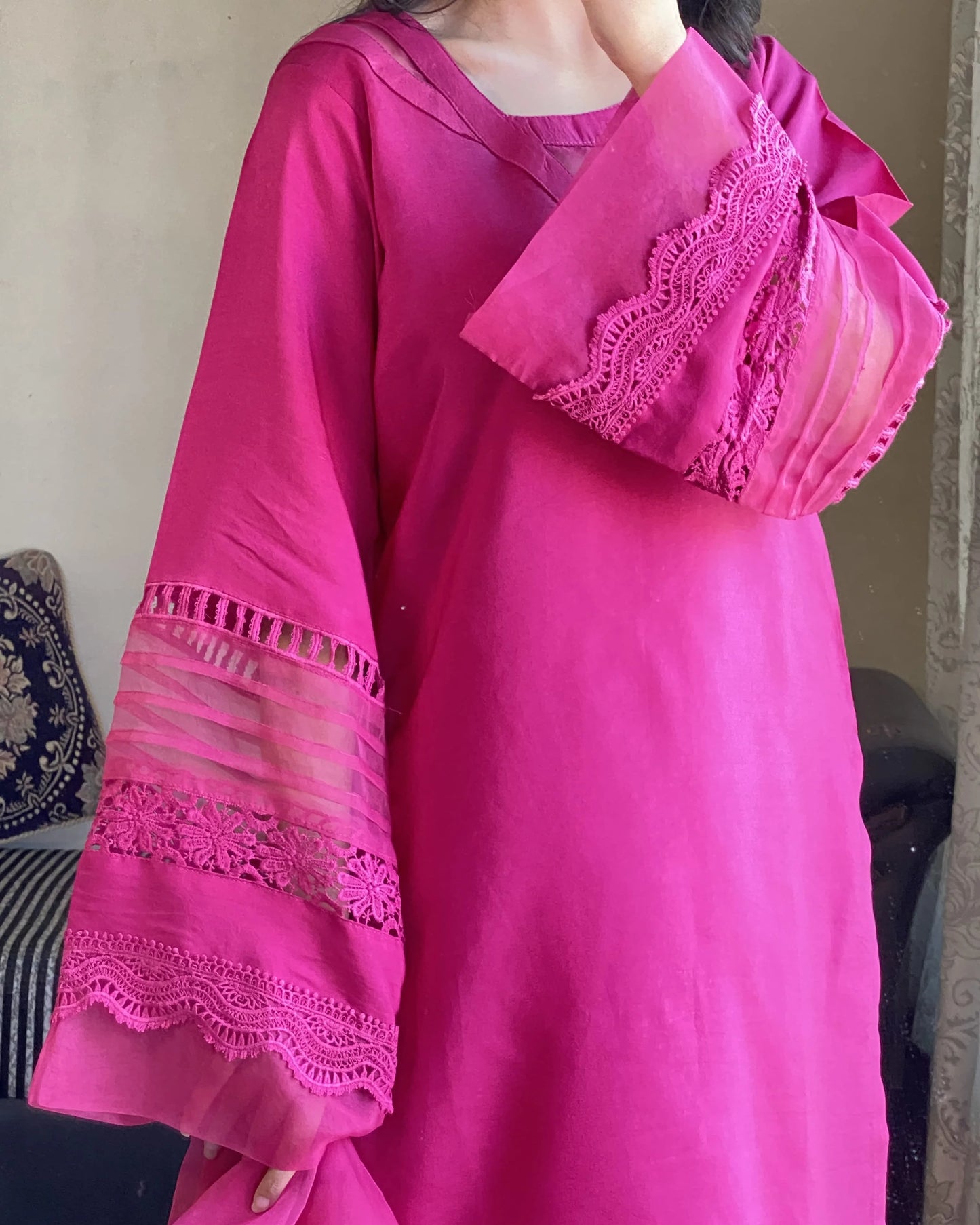 Pink Bloom Festive 3 Piece Stitched