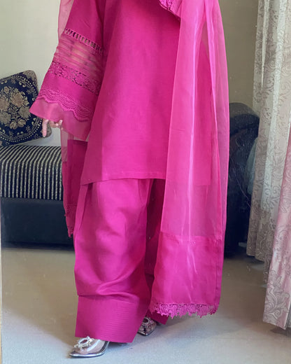 Pink Bloom Festive 3 Piece Stitched