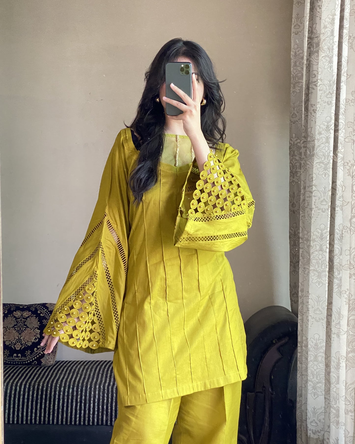 Olive Bloom Festive 3 Piece Stitched