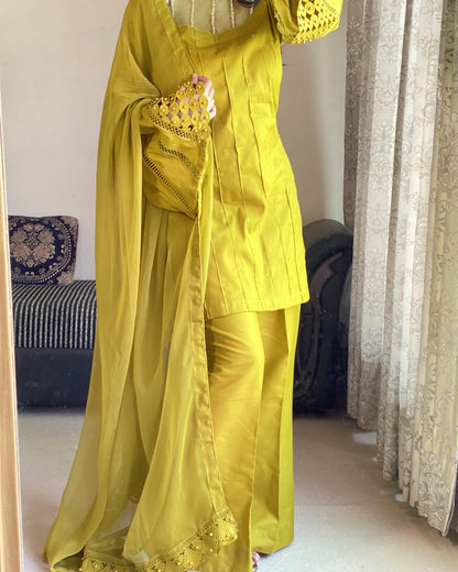 Olive Bloom Festive 3 Piece Stitched