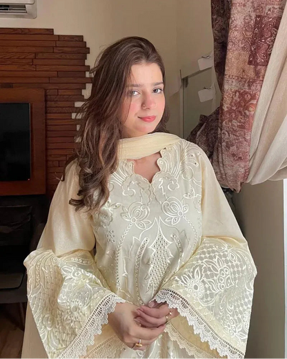 White Pearl Festive Embroidered 3 Piece Stitched