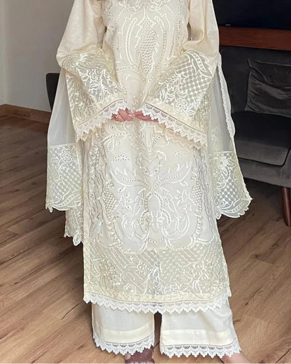 White Pearl Festive Embroidered 3 Piece Stitched