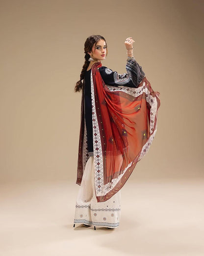 Midnight Rust Embroidered 3 Piece Stitched