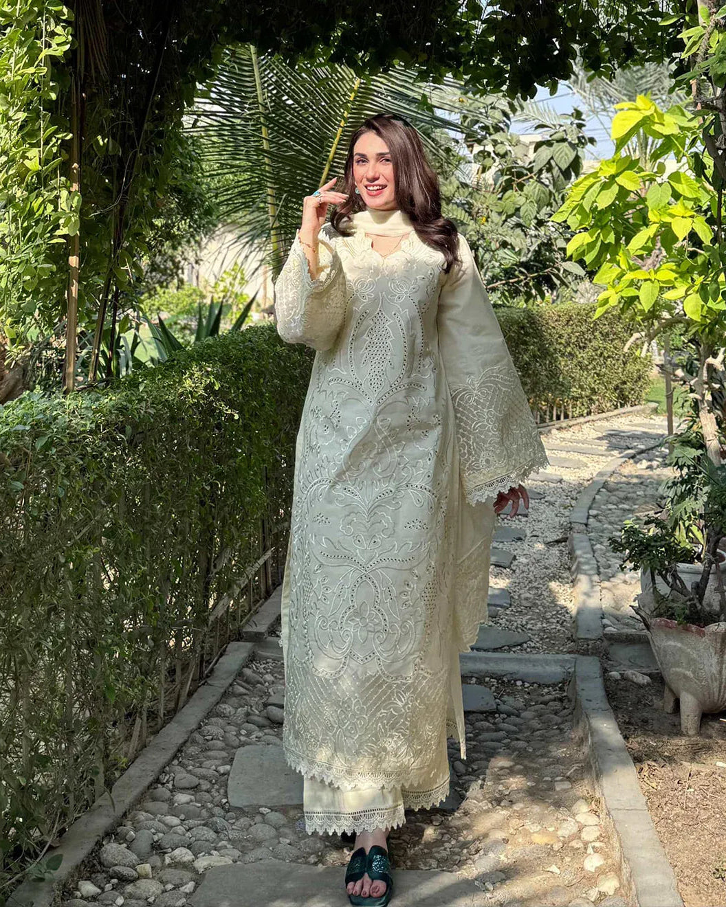 White Pearl Festive Embroidered 3 Piece Stitched