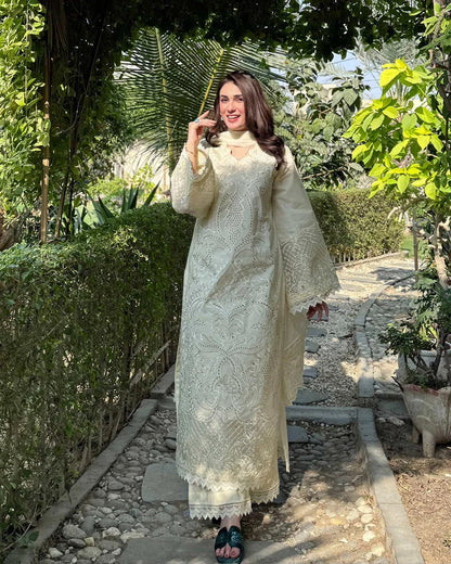 White Pearl Festive Embroidered 3 Piece Stitched